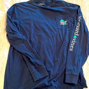 boys navy blue, long sleeve, vineyard vines tee
